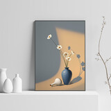 花朵装饰画沙发背景卧室客厅餐厅花瓶现代简约挂画床头壁画 兰亭序17 30*40布纹膜黑边