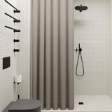 良栖（liangqi）浴帘杆浴帘套装免打孔北欧仿亚麻卫生间浴帘布防水加厚浴室帘 梧桐杏色(帘+黑杆+黑磁挡) 适用1.7-1.9m宽(帘宽2*高2m)