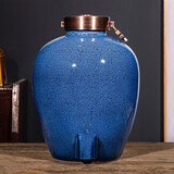 君翔景德镇陶瓷酒坛子家用密封10斤30斤50斤装高端存酒缸空瓶泡白酒罐 蓝色高温窑变酒坛无孔 30斤装