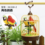 益智星仿真小鸟玩具带鸟笼声控感应智能会叫会动会唱歌儿童男孩女孩礼物 HL518-2鹦鹉-小笼