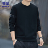 罗蒙（ROMON）卫衣男士秋季圆领棉质长袖t恤休闲上衣打底衫外套男装8005黑色2XL