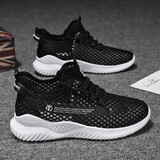 【飞织设计】【缓震透气】百达威登男鞋夏季新款网面鞋韩版潮流男士飞织鞋户外百搭网面透气鞋子 黑色镂空8890 41