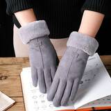笙格儿手套女冬季加绒加厚保暖触屏冬天防寒骑车女士春秋骑行麂皮绒手套