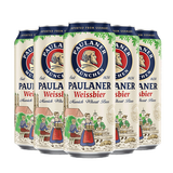 保拉纳（Paulaner）德国原装进口啤酒 保拉纳啤酒小麦啤酒 保拉纳白啤 500mL 5罐