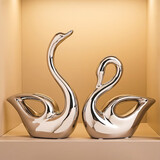 贝汉美（BHM） 轻奢简约现代书挡人物摆件玄关客厅酒柜电视柜办公室桌面装饰品 天鹅一对