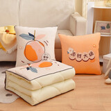 阿芙豆抱枕被四季款两用二合一办公室午睡枕汽车腰靠床头靠垫沙发空调毯 顾钱大橘 中号40*40cm(展开100*150cm)
