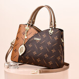 生日礼物送妈妈包包女包大容量手提包女士牛皮纹通勤单肩斜挎包女 金色加大号（收藏送手包+礼袋