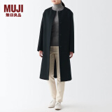 无印良品 MUJI 女式 绵羊毛 无领大衣 BDA13C2A 毛呢外套 长款外套 黑色 M