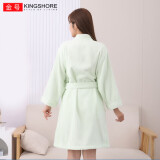 金号纯棉浴袍浴衣 情侣家居浴袍男女汗蒸桑拿服 女款 绿色 M码