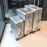 卡希度铝框行李箱拉杆箱男女小登机箱大号旅行箱学生密码箱结婚皮箱子 功能挂包 铝框一银色 20英寸 登机箱