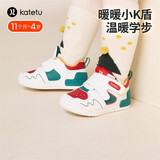 卡特兔宝宝学步鞋小K盾秋冬男童婴儿鞋儿童鞋1-3岁软底女童机能鞋 白绿红-加绒 24 内长14.5cm 脚长13.6-14.2