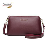 鳄鱼恤七夕节礼物真皮女包单肩小方包头层牛皮休闲包女手包斜挎包生日 熟女红+质量三包