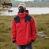 吉普（JEEP）冲锋衣外套男女秋冬季新款户外三合一防风保暖登山服可拆卸夹克男 【男女款】中华红-三合一 XS(建议110-125斤)