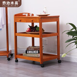 乔治木易推车置物架进口实木家用多功能移动餐车小推车商用厨房餐厅酒水车 宽体餐车蜜色