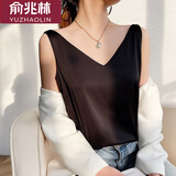 俞兆林吊带背心女夏季内搭西服西装白色V领缎面无袖外穿打底上衣 ES2021 黑色1件 均码 （90-135斤）