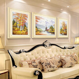 泓砚欧式客厅餐厅装饰画美式简欧油画风格走廊沙发背景墙壁儿童房挂画 风景二 中120X80左右60X80cm