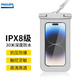 飞利浦（PHILIPS）适用手机防水袋可触屏防水套游泳漂流潜水套挂脖手机套外卖骑手温泉防雨防水手机袋 白色色加厚款【6.9寸通用】不区分型号