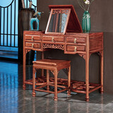 曦世 红木家具非洲花梨（学名：刺猬紫檀）梳妆台 新中式实木带储物柜抽屉化妆台 双用梳妆台+梳妆凳组合