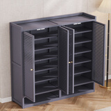 丝竹阁家用门口鞋架简易结实耐用经济型鞋柜新款2025爆款入户门收纳多层 百叶门-两门七层灰色-图二