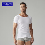 百富（BYFORD）男士圆领打底衫棉针织内衣短袖T恤男通勤打底上衣休闲汗衫MW8824 MW8822白色-低领-无LOGO收身 XL