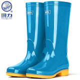 回力雨鞋女时尚户外下雨天高筒防水雨靴水鞋耐磨胶鞋6813天蓝高筒38