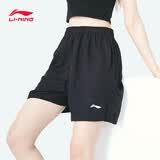 李宁短裤女运动裤春季休闲健身五分裤冰丝速干跑步宽松透气薄沙滩裤子 黑【速干-拉链口袋】男女同款 M /170（105-125斤）