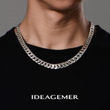 IDEAGEMER925银古巴链项链男士小众欧美风加粗痞帅百搭男生单链素链锁骨链 【加粗款】银古巴链【55CM】