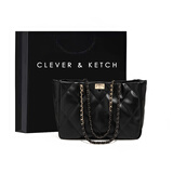 CLEVER & KETCH女包轻奢女士包包单肩包时尚手提包女大容量托特包生日礼物送女友 黑色