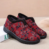 福来红老北京棉鞋女冬奶奶鞋防滑软底老太太鞋老年人加绒冬天妈妈保暖鞋 红色 37