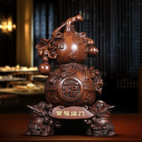 吉善缘百福临门葫芦摆件  家居乔迁客厅酒柜电视柜装饰工艺店铺开业礼品 小号百福临门(大叶紫檀色)
