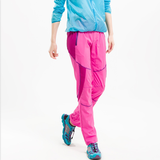 酷艾德户外速干裤女春夏季薄款长裤弹力冲锋裤修身透气大码快干登山裤 粉红色-女款 L