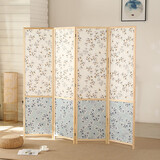 煦悦实木布艺屏风隔断玄关现代简约移动屏风帘客厅卧室餐厅新中式折屏 1.8米高x0.5米宽一扇