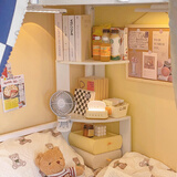 赟娅留白床上置物架学生宿舍上铺床头转角书架ins免打孔简易收纳架 床上转角二层置物架【小号】