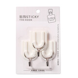 厨房强力粘胶无痕挂钩 白色魔力贴塑料粘钩浴室 -大号3个装