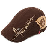 三本青鸭舌帽时尚百搭贝雷帽潮男士遮阳帽英伦前进帽 咖啡色 1