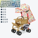 恩曜仿藤婴儿推车夏天藤椅车可坐可躺宝宝轻便手推车儿童藤椅车小推车 小怪兽全【送大礼包/调节踏板】