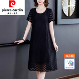 皮尔卡丹（pierre cardin）女装连衣裙2022夏装新款洋气年轻直筒裙女宽松显瘦裙子优 皮尔卡丹-黑色 皮尔卡丹-XL