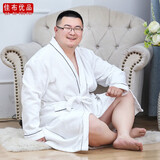 佳布优品  加肥加大码纯棉睡袍男浴衣胖子酒店吸水全棉毛巾浴袍睡衣夏季款 珍珠白 5XL （建议220-260斤）