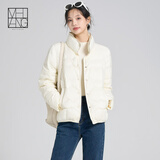 美洋（MEIYANG）速暖鹅绒服定制高阶尼龙简约绗缝轻暖短款羽绒外套秋季新款羽绒服 米白色 M