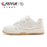 飞跃（Feiyue）官方小白鞋男鞋女鞋厚底百搭休闲德训鞋子舒适情侣款潮流运动板鞋 米色 35 (225mm)