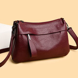 苡夏包包女包软皮中年妈妈包2023新款单肩包女韩版时尚斜挎包休闲百搭 酒红