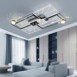 菲奇普 简约客厅灯后现代轻奢时尚北欧卧室书房灯LED全屋灯具套餐组合 黑白+110*70*10CM+138W 三色光