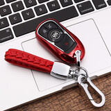 迪加伦别克君越钥匙套君威凯越GL8昂科威 昂科旗微蓝威朗汽车钥匙壳包扣 电镀红(钥匙壳+红色时尚编织绳钥匙扣)  新GL8胖头鱼 新君越 阅朗 昂科威V5专用钥匙壳