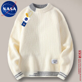 NASA XVVX官方秋冬季加厚毛衣男新款潮流宽松半高领针织衫男保暖男装上衣服 6081米白【常规款】 XL (115-130斤)