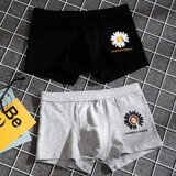 宝盖丁男士内裤男平角透气宽松平角裤小雏菊纯棉四角裤衩春夏男式内裤 【2条装】黑+灰 XL