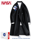 NASA BASE春季风衣男中长款秋冬款外套男过膝宽松大衣春季毛呢大衣秋冬风衣 J251黑色 XL (建议体重135-150斤)