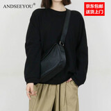 ANDSEEYOU品牌女士单肩包礼盒高级质感小众真皮饺子斜挎包牛皮胸包七夕礼物 黑色