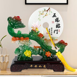 铁圈礼业如意平安扣摆件电视柜客厅摆设工艺品玄关装饰品乔迁新居入宅礼品 B款五福临门 高36cm 长34cm