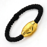 红色年轮 黄金戒指男女款足金路路通本命年红绳转运珠戒指送礼指环尾戒指 生日礼物送女友 黑绳款约0.22g M码