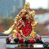 明昉汽车摆件中控台关公新款创意关羽武财神车内饰品男士车载摆件香水 升级加大红色款+貔貅转运珠